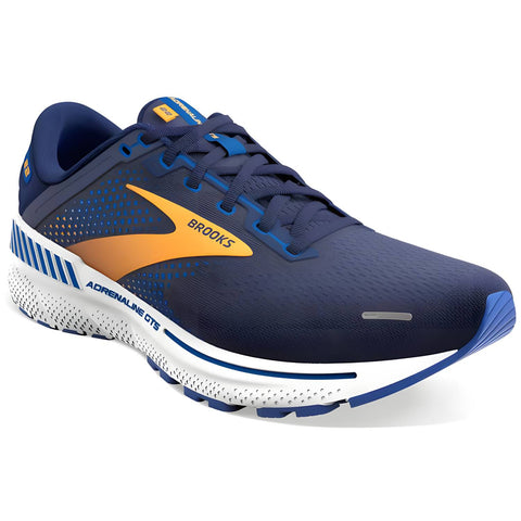 Brooks Adrenaline GTS 22 (B Width) Men's Running Shoes, Peacoat/Orange/White