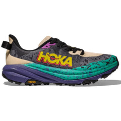 Hoka Speedgoat 6 Men's Trail Running Shoes, Oatmeal/Mountain Iris