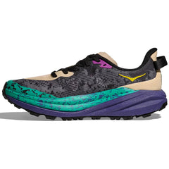 Hoka Speedgoat 6 Men's Trail Running Shoes, Oatmeal/Mountain Iris