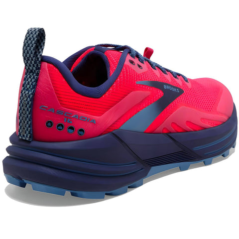 Brooks Cascadia 16 Women's Trail Running Shoes, Pink/Flambe/Cobalt