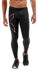2XU Mens Run Compression Tights - Black/Outline Union Jack (MA5304b)