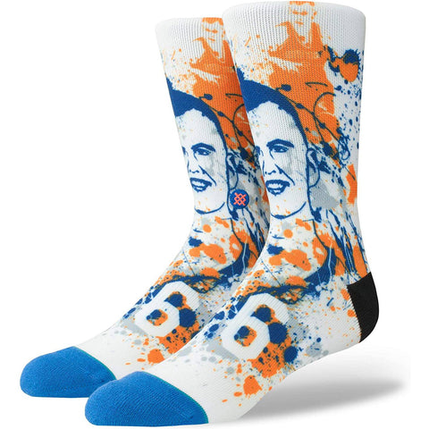 Stance Porzingis Splatter Socks, White/Blue