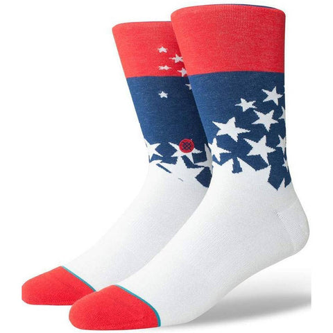 Stance Indie Crew Socks, White/Blue/Red
