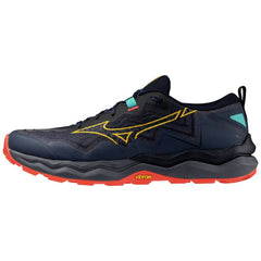 Mizuno Wave Daichi 9 Men's Trail Running Shoes, Baritone Blue/Citrus/Fiery Coral 2