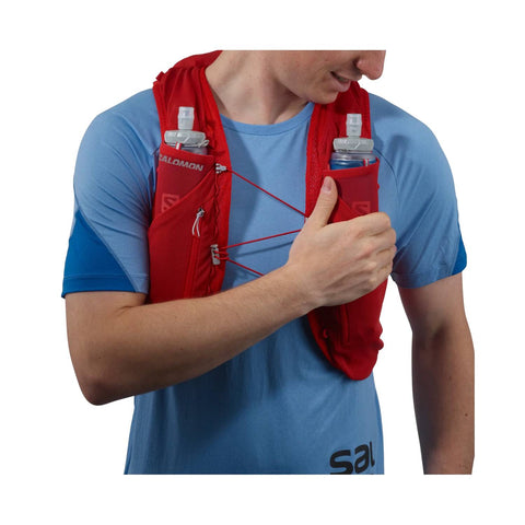 Salomon ADV Skin 12 Unisex Running Vest with flasks included, Goji Berry/Ebony