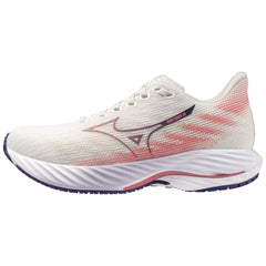 Mizuno Wave Rider 28 Women's Running Shoes, Snow White/Camellia Rose/Vintage Indigo