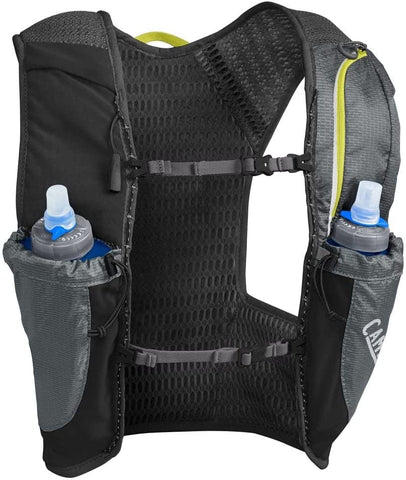 Camelbak Nano 3L Unisex Running Vest w 2x500ml Quick Flasks, Black/Grey - Medium