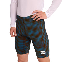 Saysky Houndstooth Combat+ Short Tights 9", Blue AOP