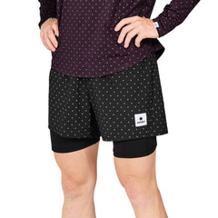 Saysky Polka 2in1 Pace Shorts 5", Black AOP