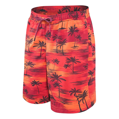 Saxx Cannonball 2in1 Men's Long Swim Shorts, Sunset Palm Red