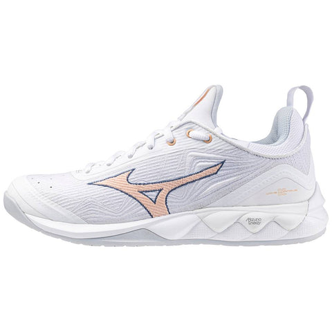 Mizuno Wave Luminous 2 Women's Volleyball Shoes, White/Peach Parfait