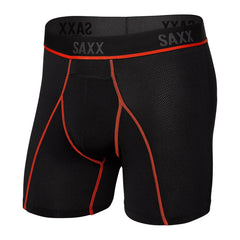 Saxx Kinetic Light Compression Mesh Boxer Briefs, Black/Vermillion