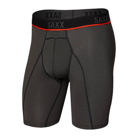 Saxx Kinetic Light-Compression Mesh Long Leg, Grey/Mini Stripe