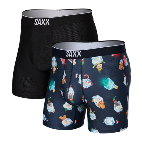 Saxx Volt Breathable Mesh 2-Pack Boxer Briefs, Holiday on Ice/Black