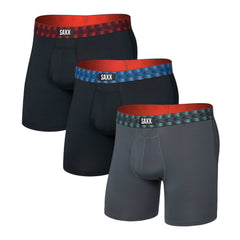 Saxx Multi-Sport Mesh 3-Pack Boxer Briefs, Red/Mint/Blue Jagged WB