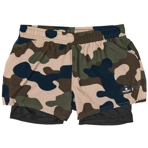 Saysky WMNS Star 2in1 Pace Shorts 3", Woodland Camo