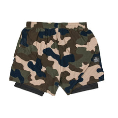 SAYSKY Men's Camo 2 in1 Shorts 5", Woodland Camo