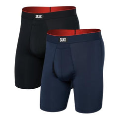 Saxx Multi-Sport Mesh 2-Pack Long Boxer Briefs, Navy/Black