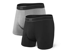 Saxx Daytripper 2-Pack Comfort Stretch Boxer Briefs, Black/Grey Heather