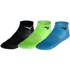 Mizuno Training Mid 3-Pack Socks, Black/Light Green/MauiBlue