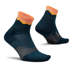Feetures Trail Max Cushion Quarter Socks, Blue Ridge Navy