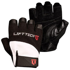 LiftTech Fitness Elite Men's Half-Finger Weightlifting Gloves, Black