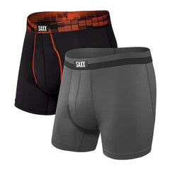 Saxx Sport Mesh 2-Pack Boxer Briefs, Black Digi DNA/ Graphite