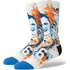 Stance Porzingis Splatter Socks, White/Blue