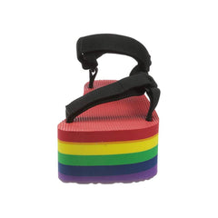 Teva Flatform Universal Stripe Sandal Womens, Black/Rainbow, 3.5 UK