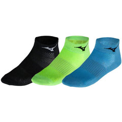 Mizuno Training Mid 3-Pack Socks, Black/Light Green/MauiBlue