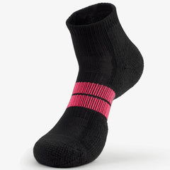 Thorlo Women's Maximum Cushion Low-Cut Socks, Black/Dark Pink