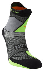 Hilly Ultra Marathon Fresh Running Anklet Socks - Black/Grey/Green