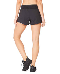 2XU Aero 2-in-1 3 Inch Women's Running Shorts, Black/Silver Reflective