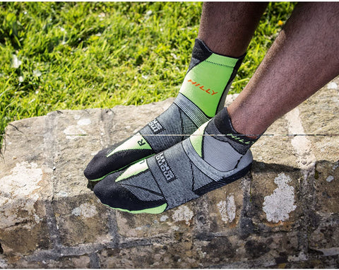 Hilly Ultra Marathon Fresh Running Anklet Socks - Black/Grey/Green