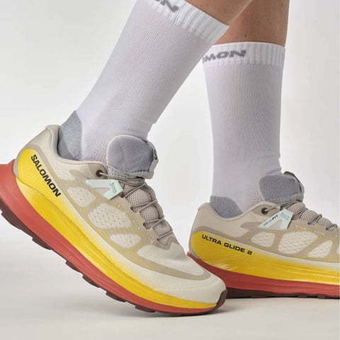 Salomon Ultra Glide 2 Women's Trail Running Shoes, Rainy Day/Freesia/Hot Sauce