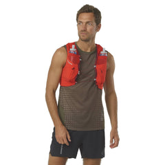 Salomon Sense Pro 10 Unisex Running Vest with flasks included, Fiery Red/Ebony/Cabernet