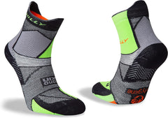 Hilly Marathon Fresh Unisex Running Socks, Black/Grey/Lime Green