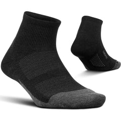 Feetures Merino 10 Cushion Quarter Running Socks, Charcoal