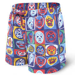 Saxx Cannonball 2in1 Men's 5" Swim Shorts, Navy Lucha Libre