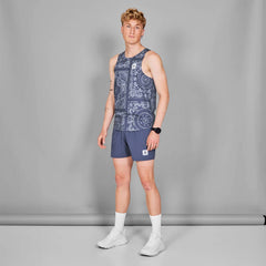 Saysky Paisley Combat Singlet, Blue Paisley AOP