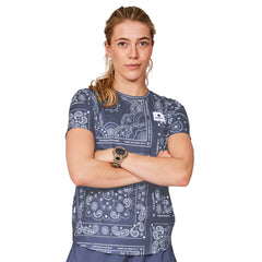 Saysky WMNS Paisley Combat T-Shirt, Blue Paisley AOP