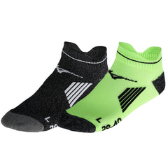 Mizuno Act Train Mid 2-Pack Sport Socks, Black/Light Green