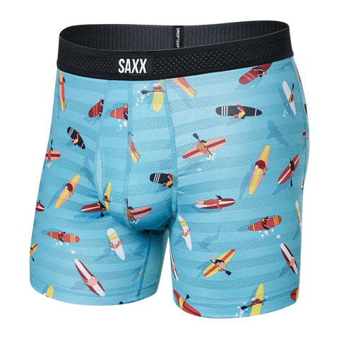 Saxx DropTemp Cooling Mesh Boxer Briefs, Paddlers/Blue