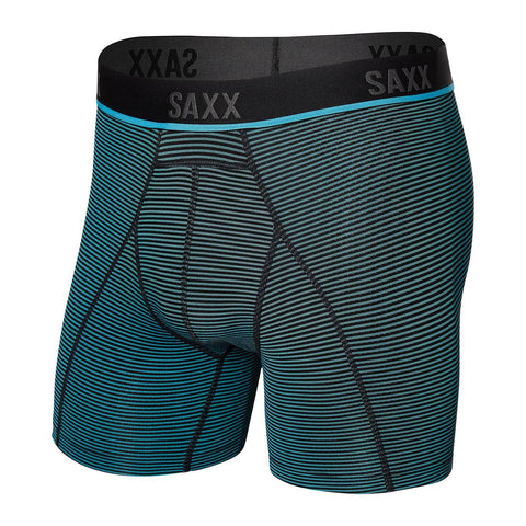 Saxx Kinetic Light-Compression Mesh Boxer Briefs, Cool Blue/Mini Stripe
