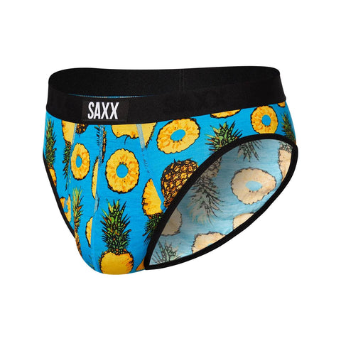 Saxx Ultra Super Soft Briefs, Polka Pineapple/Blue