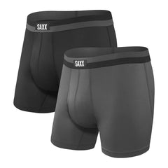 Saxx Sport Mesh 2-Pack Boxer Briefs, Black/Graphite