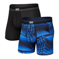 Saxx Sport Mesh 2-Pack Boxer Briefs, Cubic Stripe/Black