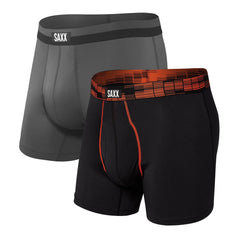 Saxx Sport Mesh 2-Pack Boxer Briefs, Black Digi DNA/ Graphite