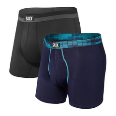 Saxx Sport Mesh 2-Pack Boxer Briefs, Navy Digi DNA/Black