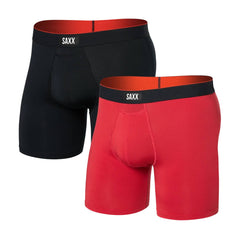 Saxx Multi Sport 2-Pack Mesh Boxer Briefs, Sunset Red/Black